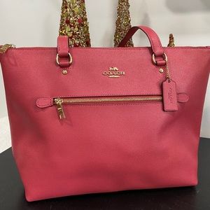 Coach Zip Top Tote in Salmon